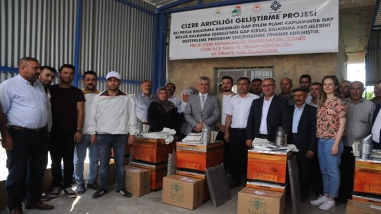 Cizre'de çiftçilere arı kovanı dağıtıldı