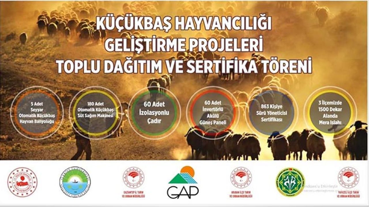 Gaziantep'de yetiştiricilere makine ekipman ve sertifikaları verildi