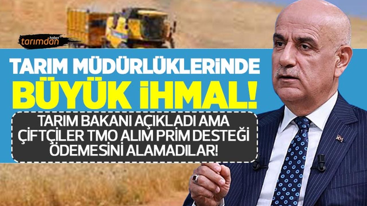 Tarım Müdürlüklerinde büyük ihmal! Tarım Bakanı açıkladı ama çiftçiler TMO alım prim desteği ödemesini alamadılar!
