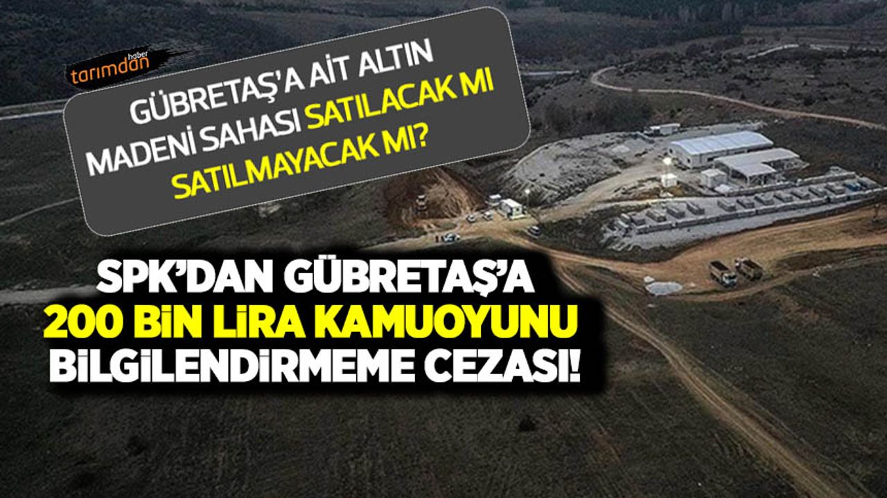 GÜBRETAŞ'a ait altın madeni sahası satılacak mı satılmayacak mı? GÜBRETAŞ'a SPK'dan 200 bin lira idari para cezası!