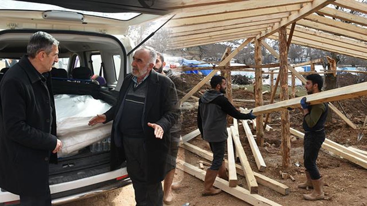 Malatya'da depremden dolayı hasar gören ağıl ve ahırlar tamir ediliyor