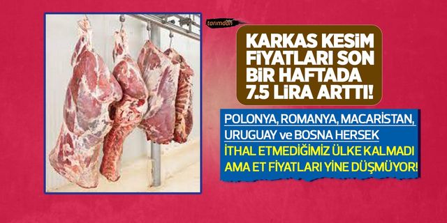 Et fiyatlarına 7.5 lira zam geldi! Karkas kesim fiyatları artmaya devam ediyor! 