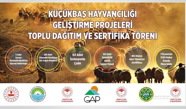 Gaziantep'de yetiştiricilere makine ekipman ve sertifikaları verildi