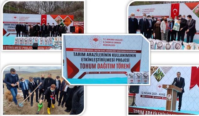 Mera ıslahı ve amenajman projesi kapsamında üreticiye tohum ve fidan dağıtıldı