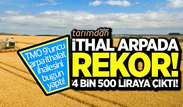 İthal arpa fiyatları 4 bin 500 liraya çıktı! TMO 9’uncu arpa ithalat ihalesini yaptı!