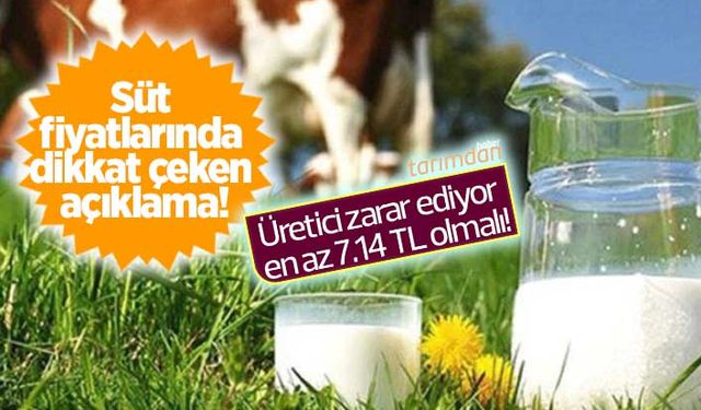 Süt fiyatlarında dikkat çeken açıklama! Üretici zarar ediyor en az 7.14 lira olmalı!