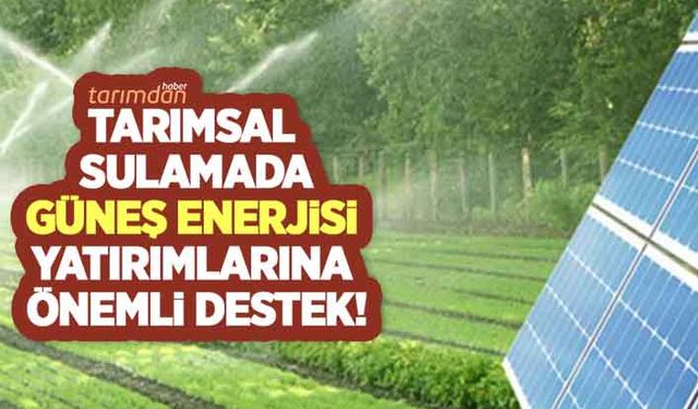 Tarımsal sulamada güneş enerjisi yatırımlarına önemli destek!