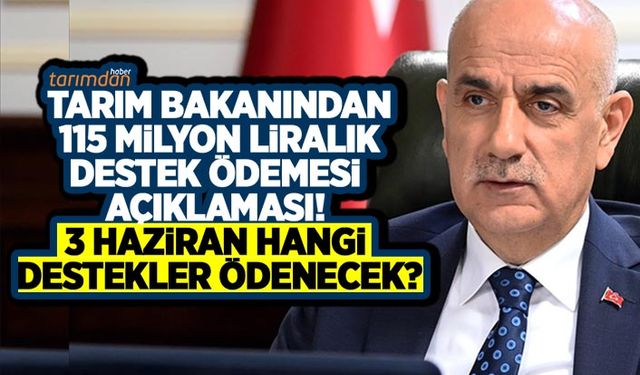 Tarım Bakanından 115 milyon liralık destek ödemesi açıklaması! 3 Haziran hangi destekler ödenecek? 