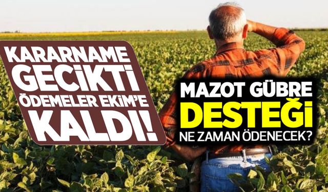 Mazot gübre desteği ne zaman ödenecek? Kararname gecikti ödemeler Ekim'e kaldı!