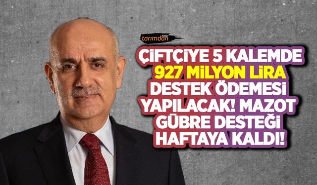 Tarım Bakanı Kirişçi’den destek ödemesi açıklaması! Çiftçiye bugün hangi destekler ödenecek?