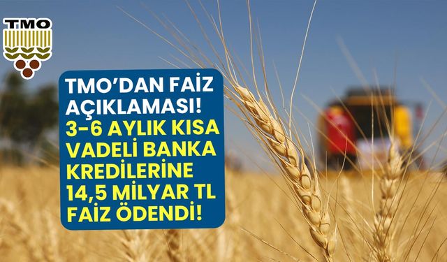 TMO'dan faiz açıklaması: 3-6 aylık banka kredilerine 14,5 milyar TL faiz ödendi!