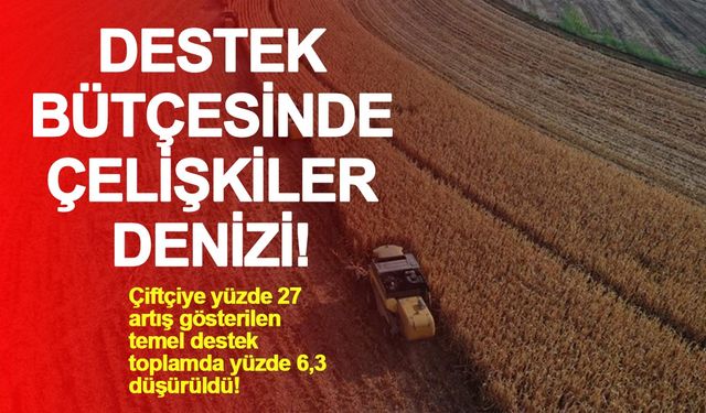 Destek bütçesinde çelişkiler denizi: Çiftçiye yüzde 27 artış gösterilen temel destek toplamda yüzde 6,3 düşürüldü!
