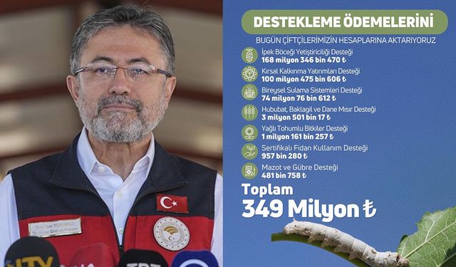 349 milyon lira çiftçiye bugün yatıyor! En büyük pay ipek böceğine