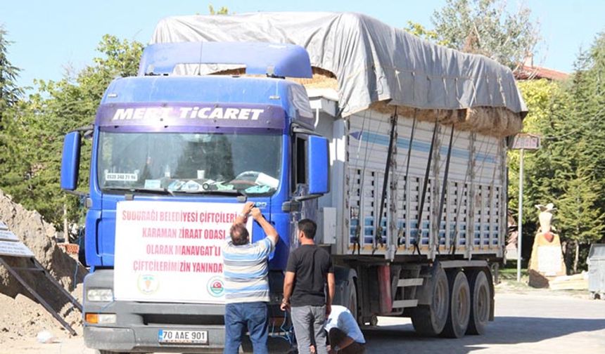 Karamanlı çiftçilerden Manavgat'a 20 bin balya saman yardımı