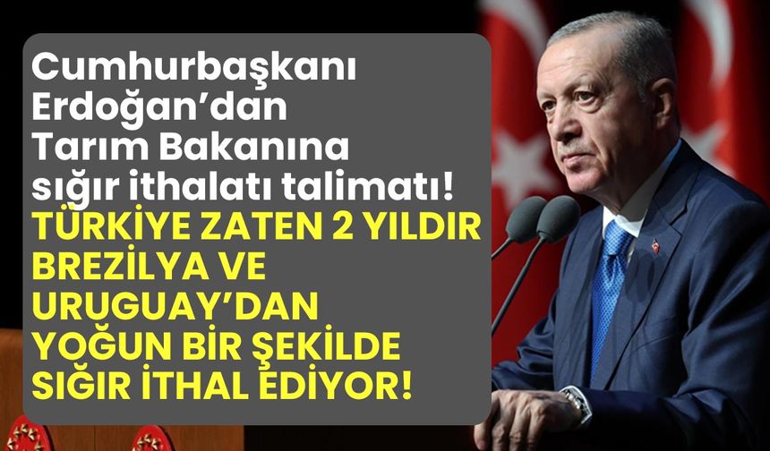 Cumhurbaşkanı Erdoğan'dan Tarım Bakanına sığır ithalatı talimatı!