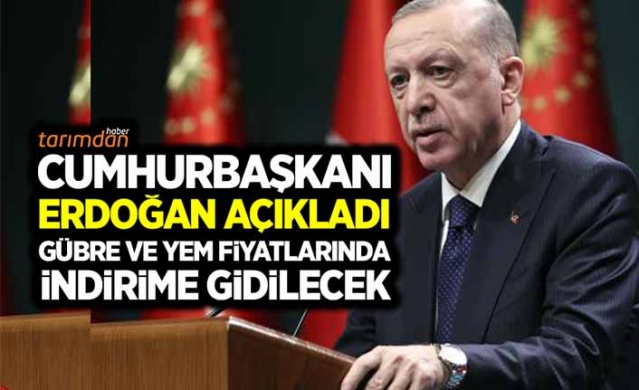 Cumhurbaşkanı Erdoğan, kabine toplantısından sonra yaptığı açıklamada, çiftçiye gübre ve yem fiyatlarında indirime gidileceği müjdesini verdi. Erdoğan, pancar alım fiyatına da ilave 15 lira prim ödeneceğini açıkladı.