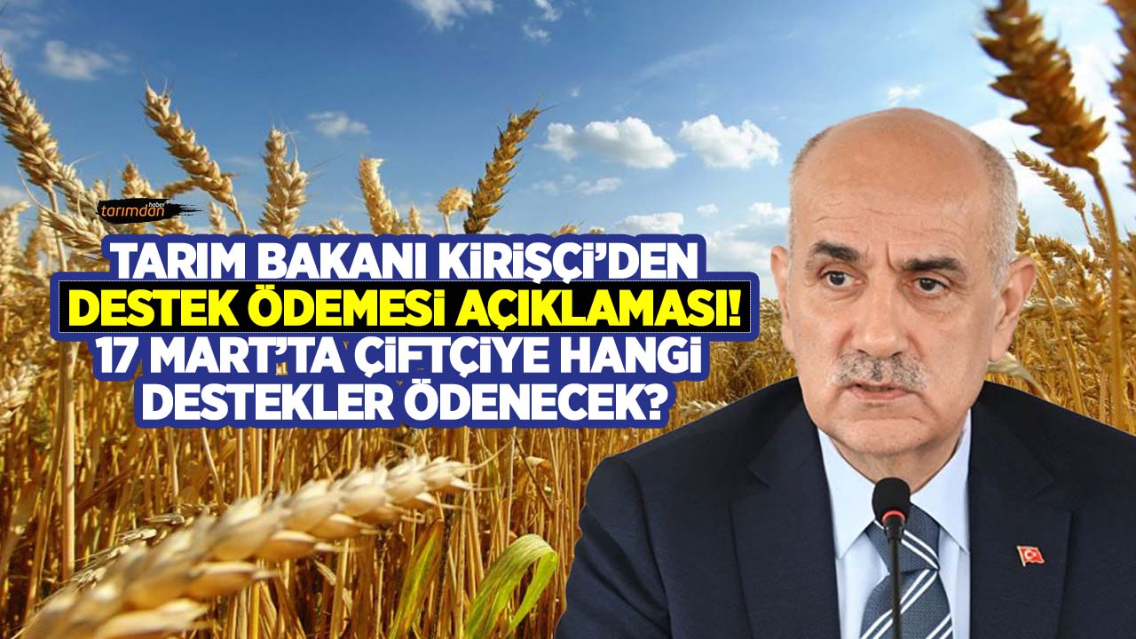 Tarım Bakanı Vahit Kirişçi’den tarımsal destek ödemesi açıklaması! 17 Mart çiftçiye hangi destekler ödenecek?