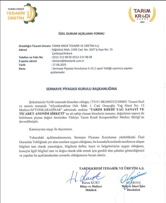 Tarım Kredi Hisse Devri