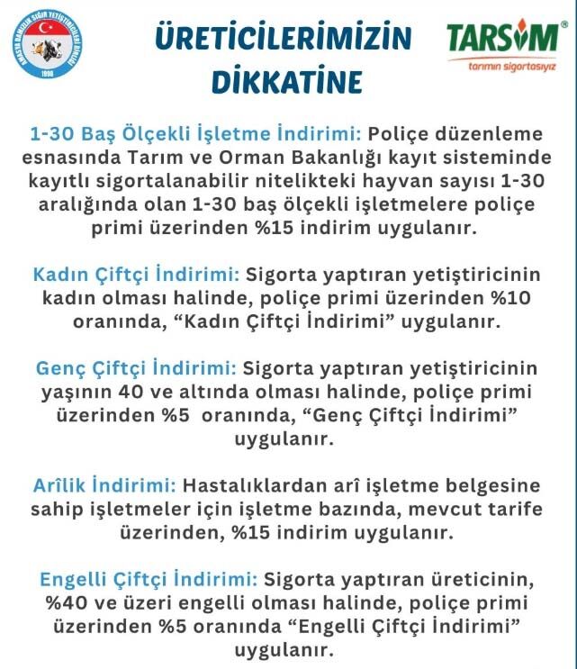 Tarsim Hayvan Sigortası Indirimi