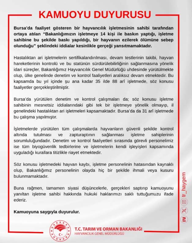 Tarim Bakanligi Ciftlik Baskini