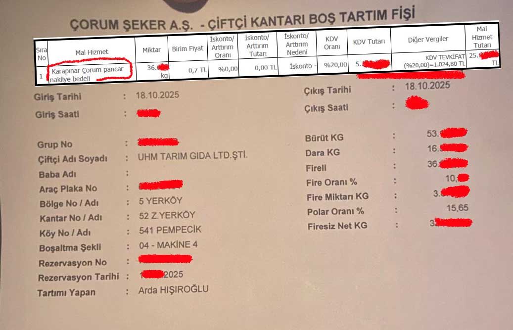 Uhm Tarim Kacak Pancar Faturasi