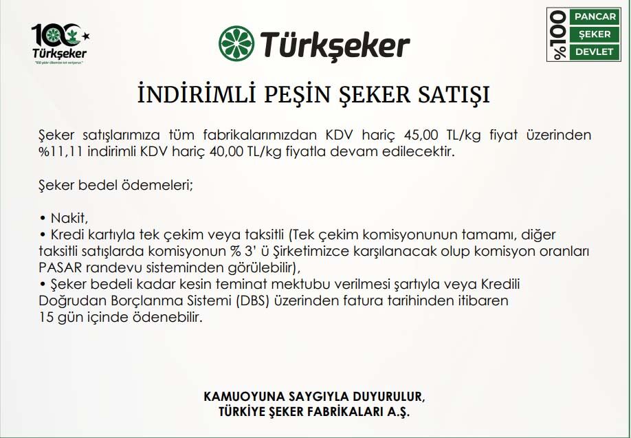 Turkseker Indirimli Seker Satis Ilani Temmuz 2026