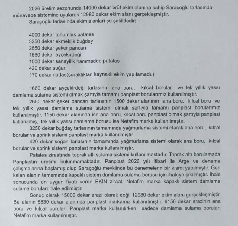 Konya Seker Netafim Aciklamasi