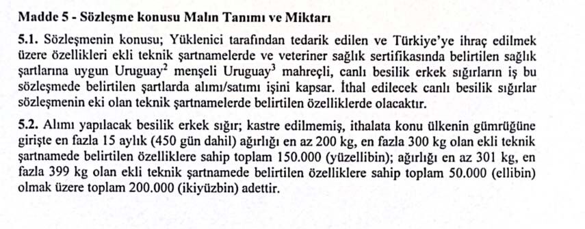 Esk 200 Bin Bas Besilik Sigir Ithalat Sozlesmesi