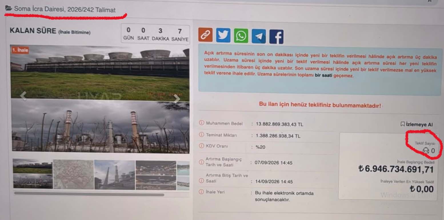 Soma Termik Santral Icra Satisi
