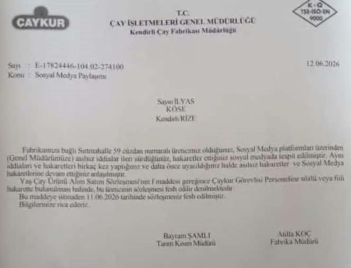 Cay Cuzdan Iptali Caykur